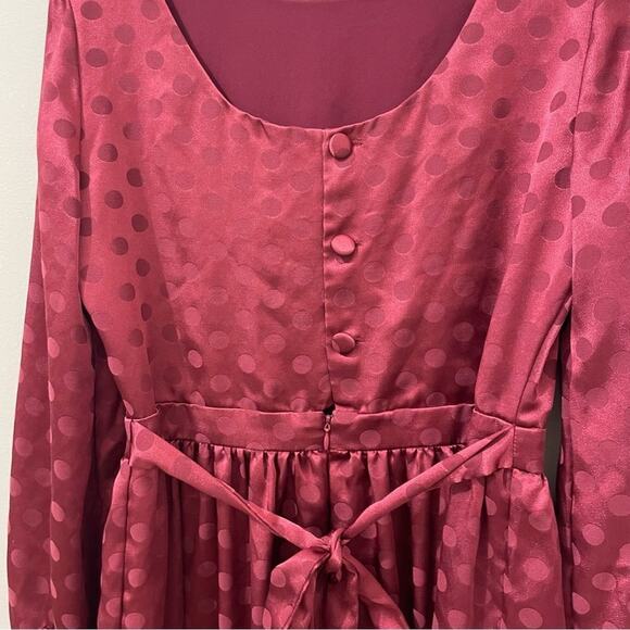 ModCloth Red Two-Tone Modest Satin Polka Dot Dress  Knee-Length Size Medium - Picture 9 of 10